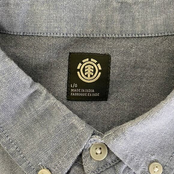 Element Men's Button Down Short Sleeve Denim Shirt Size Large - Picture 3 of 5